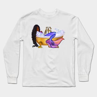 Mermaid with braids relaxing in luxurious bubble bath having a moment of tranquility  ! Long Sleeve T-Shirt